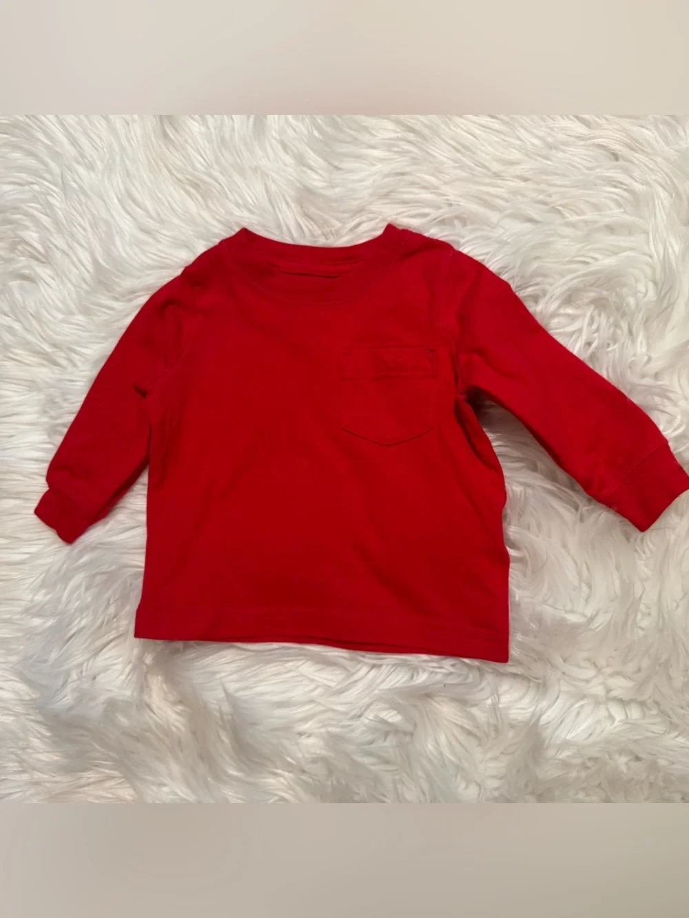 Carter’s Baby Boys 6M Red Long Sleeve Pocket T-Shirt Cotton Basic